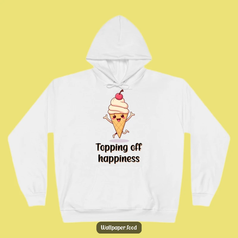 Funny Hopping Ice Cream Hoodie - Cozy Sweetness and Bouncing Cherry