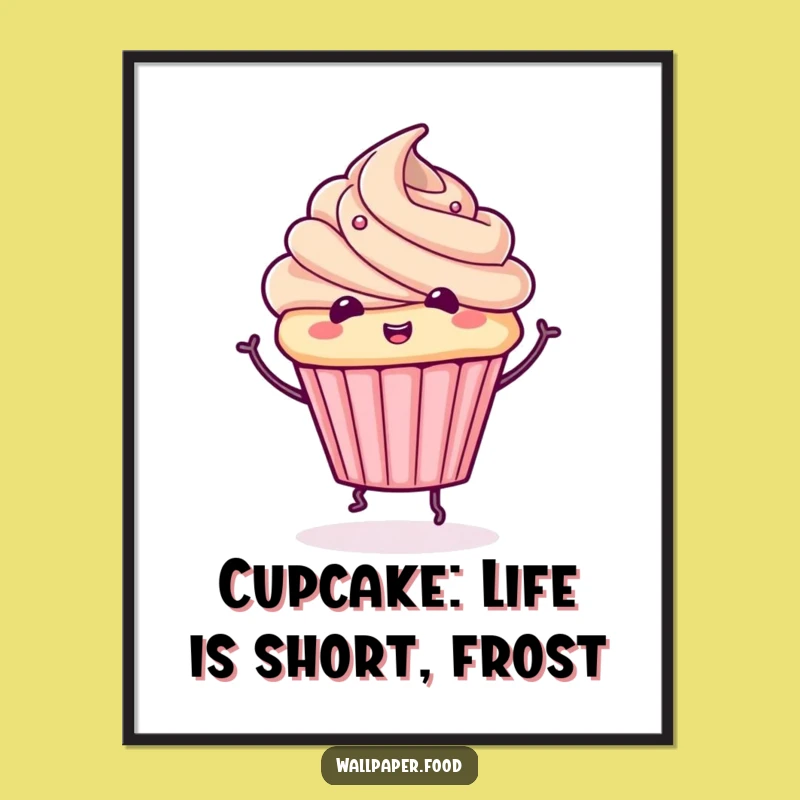 Free Printable Wall Art: Whimsical Cupcake Spin, Funny Downloadable Decor