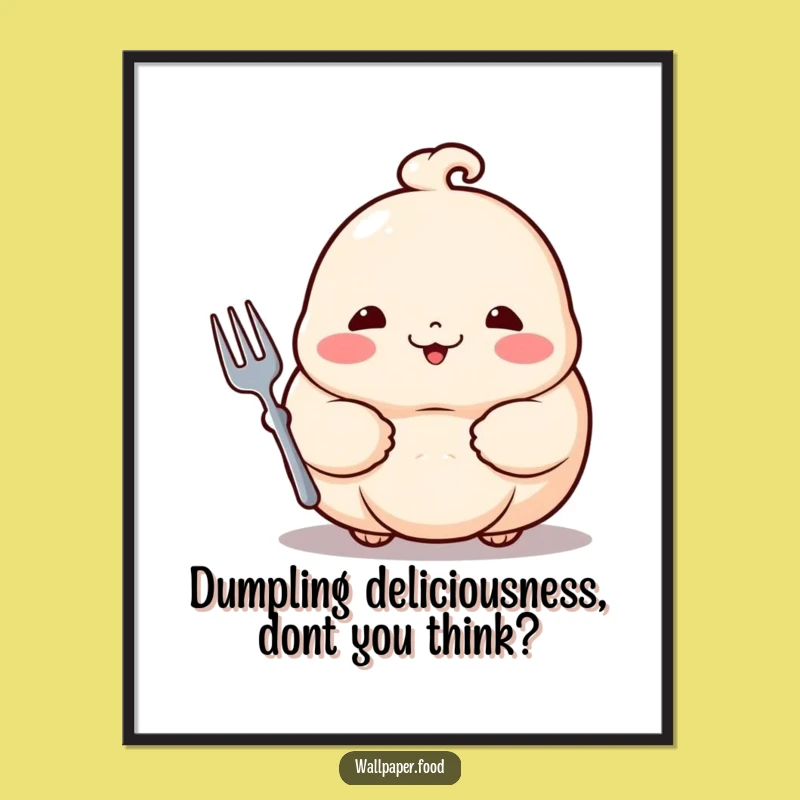 Free Printable Wall Art: Proud Dumpling with Fork Funny Downloadable Decor