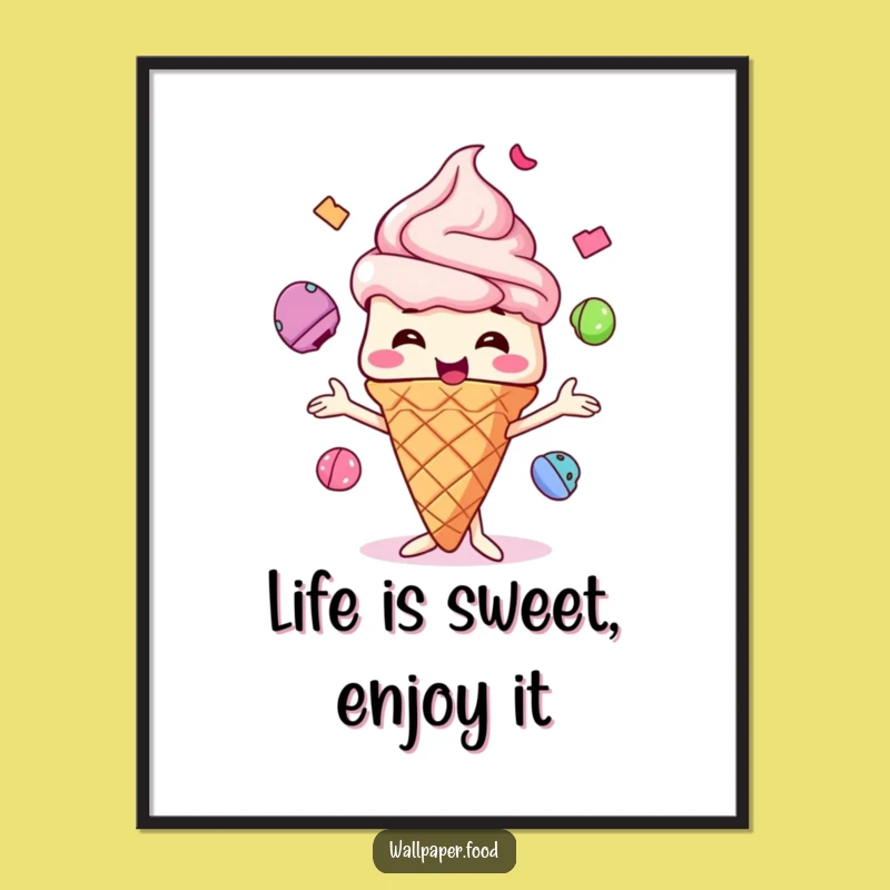 Free Printable Wall Art: Giggling Ice Cream Juggler, Funky Downloadable Decor