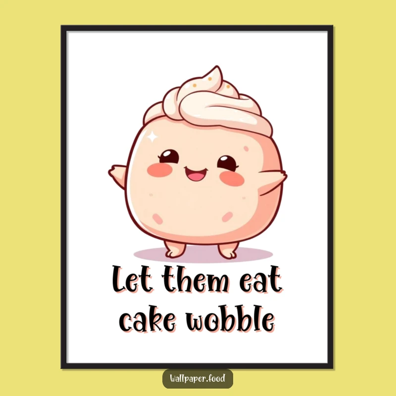 Free Printable Wall Art: Wobbly Cake Character Humorous Downloadable Gift