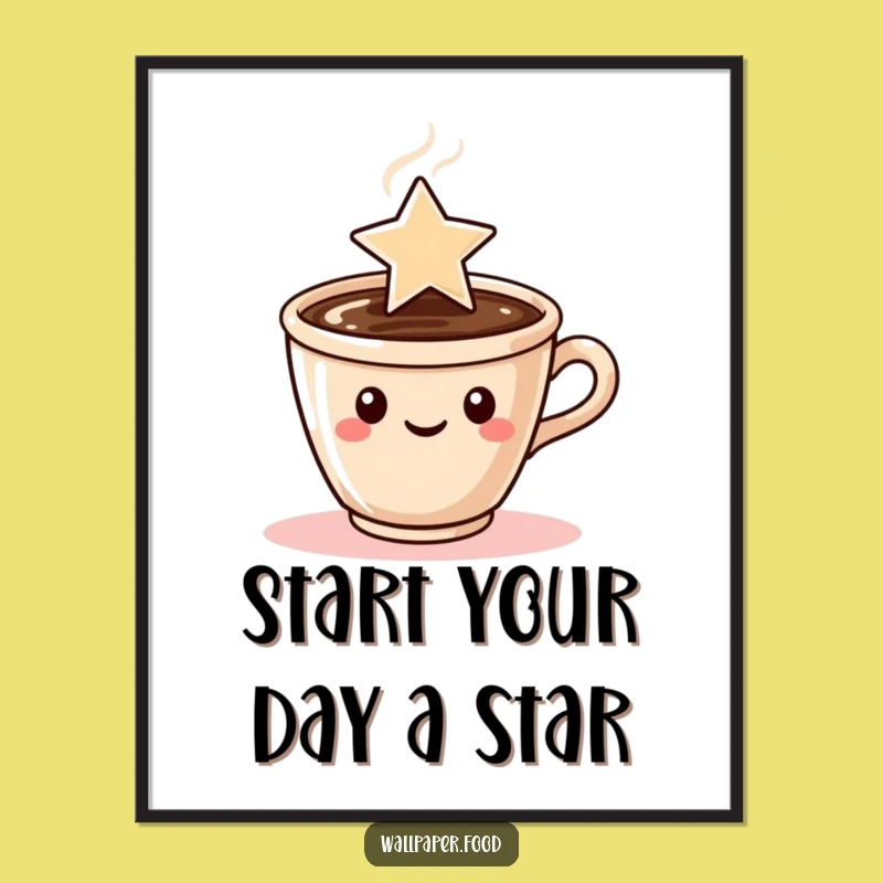 Funny Free Printable Wall Art: Coffee Cup Star Steam Art