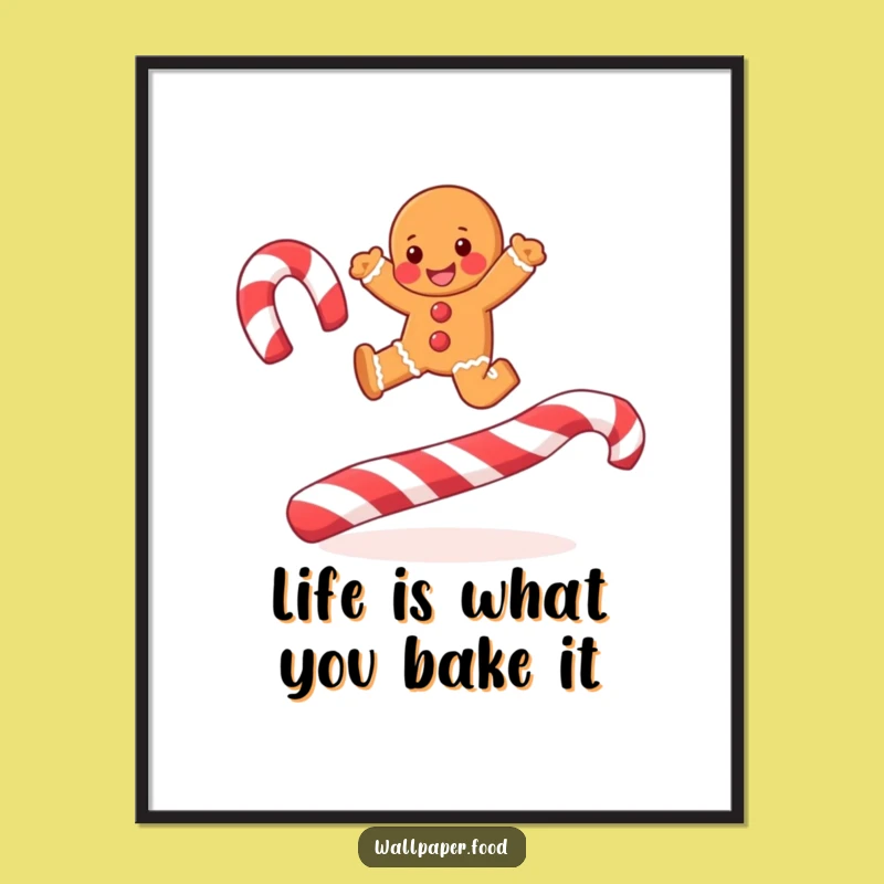 Funny Free Printable Wall Art: Gingerbread Man Candy Cane Adventure!