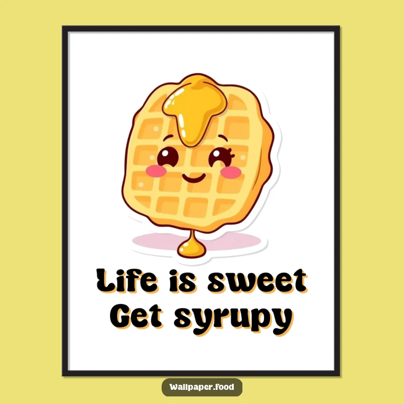 Funny Free Printable Wall Art: Waffle Character with Cascading Syrup
