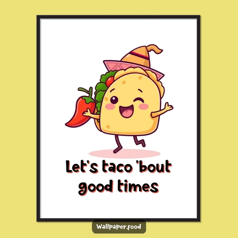 Free Printable Taco Dancer Wall Art: Funny Foodie Downloadable Art Gift