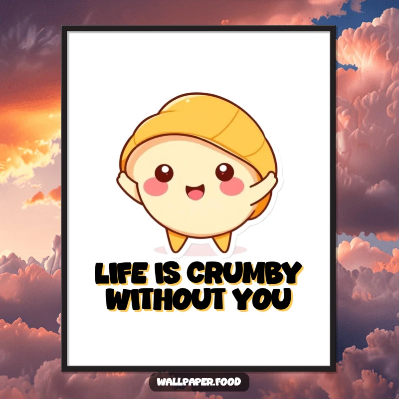 Funny Free Printable Wall Art of a stylized croissant character happily stretching its multiple layers.