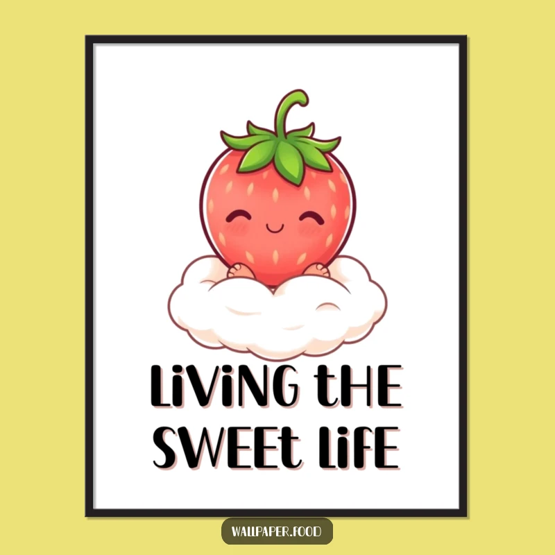 Funny Free Printable Wall Art: Strawberry Cloud Dreamy Decor!