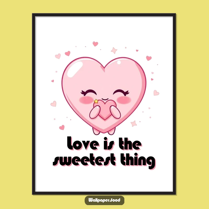 Funny Free Printable Wall Art: Candy Heart Blow Kiss Downloadable Decor