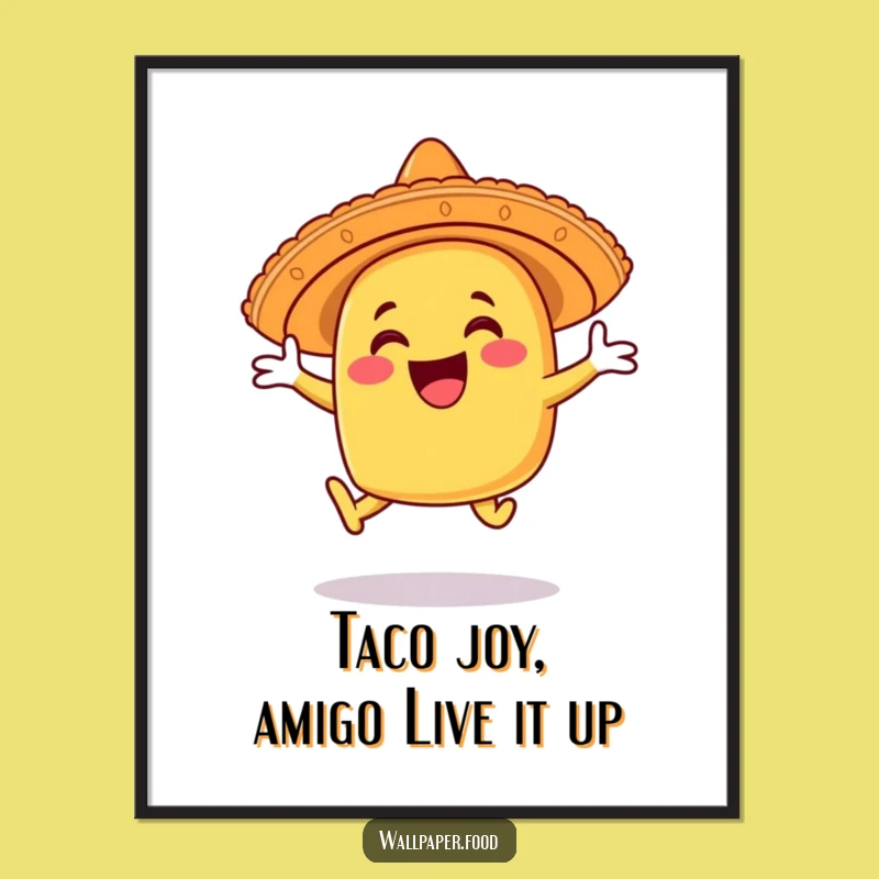 Free Printable Taco Fiesta Art: Joyful Leaping Taco Downloadable Decor for a Bold Space