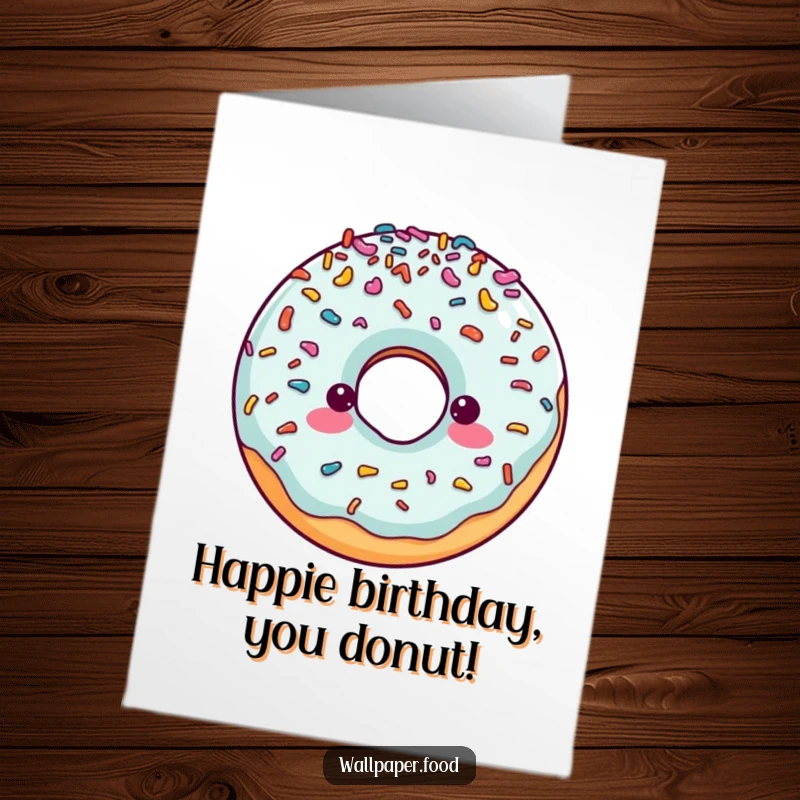Funny Free Printable Birthday Card: A cheerful doughnut character absolutely covered in colorful, overflowing sprinkles.