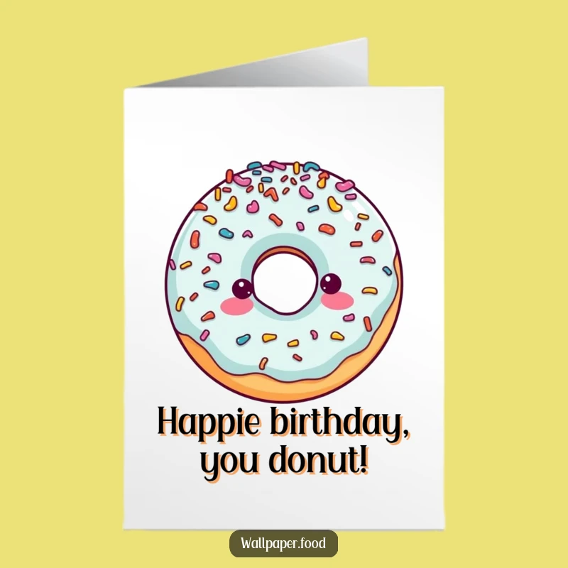 Free Printable Birthday Card: Sprinkly Doughnut Character Festive Fun