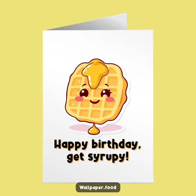 Free Printable Birthday Card: Waffle Character's Syrupy Birthday Bash