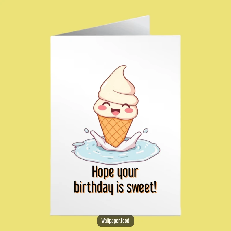 Free Printable Ice Cream Birthday Card: Gleeful Splashing Cone for a Sweet & Funny Downloadable Gift
