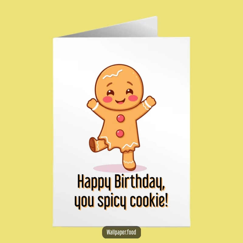 Free Printable Birthday Card: Gingerbread Dance Funny Downloadable Gift for Festive Fun
