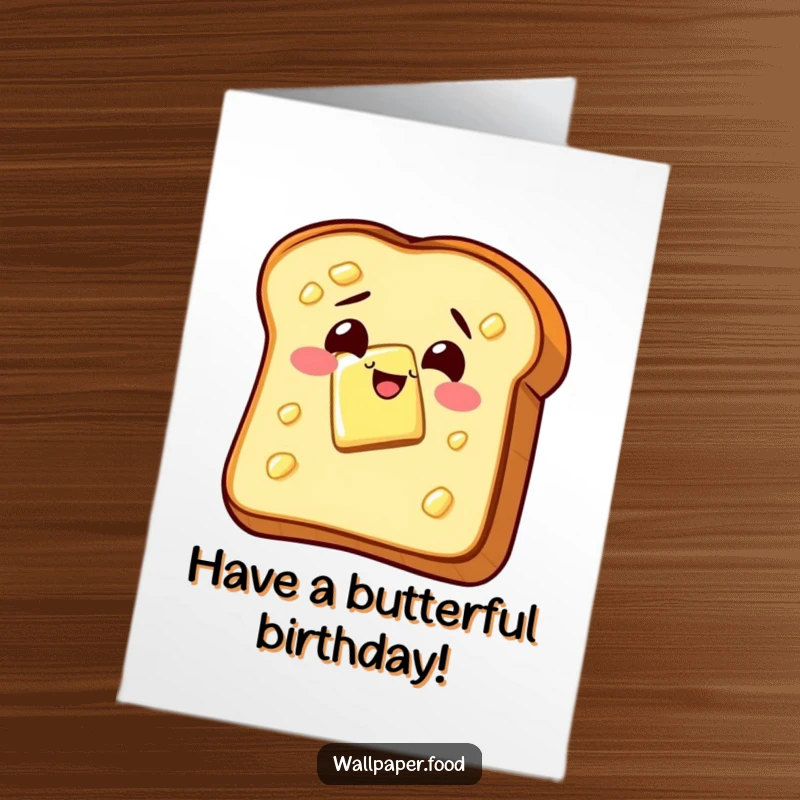 Funny Free Printable Birthday Card: A slice of toast covered in butter wiggles with pure glee for a birthday.