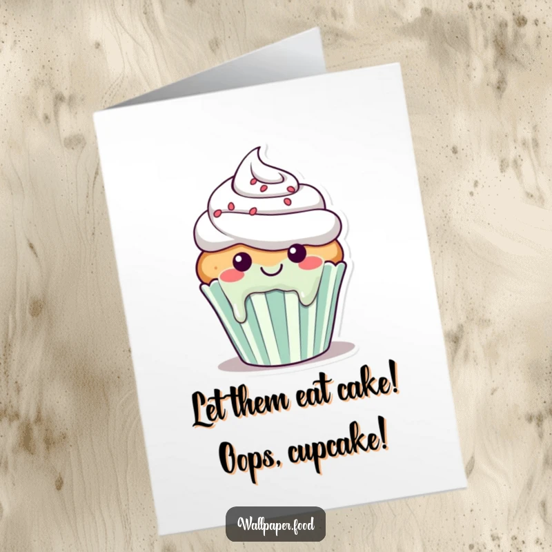 Funny Free Printable Birthday Card: A smiling cupcake character beams as its delicious frosting drips happily down its sides.