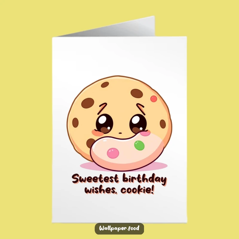 Free Printable Wide-Eyed Cookie Funny Birthday Card - Sweet Downloadable Gift