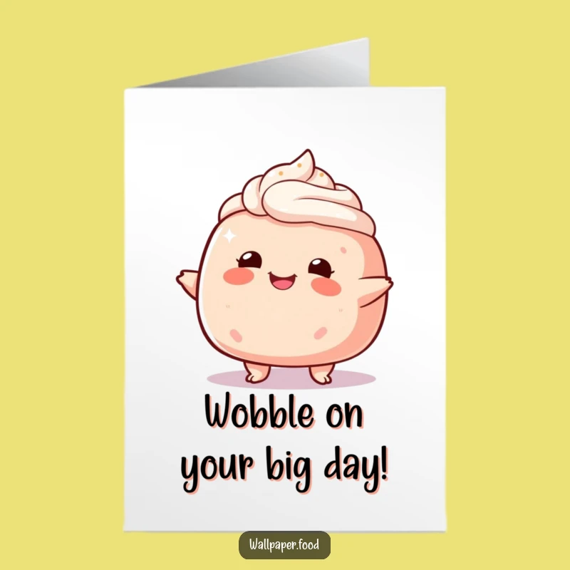 Free Printable Birthday Card: Wobbly Cake Character Humorous Downloadable Gift
