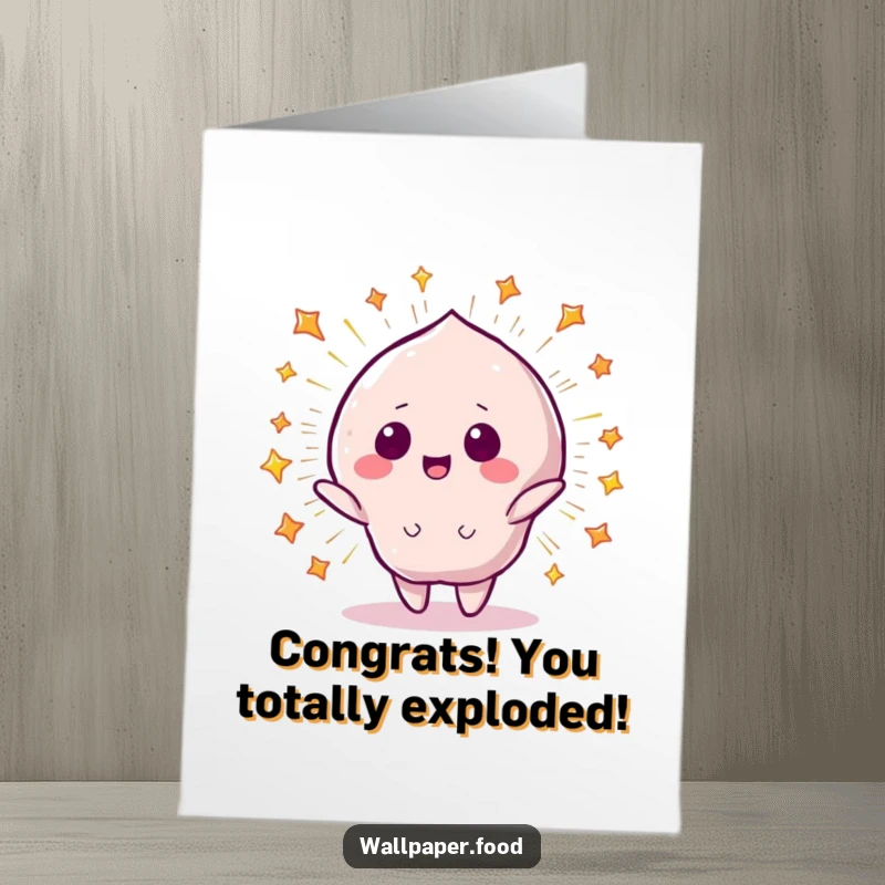 Funny Free Printable Congratulations Card: A jubilant candy character exploding with stars, cheering for success in a spectacular way.