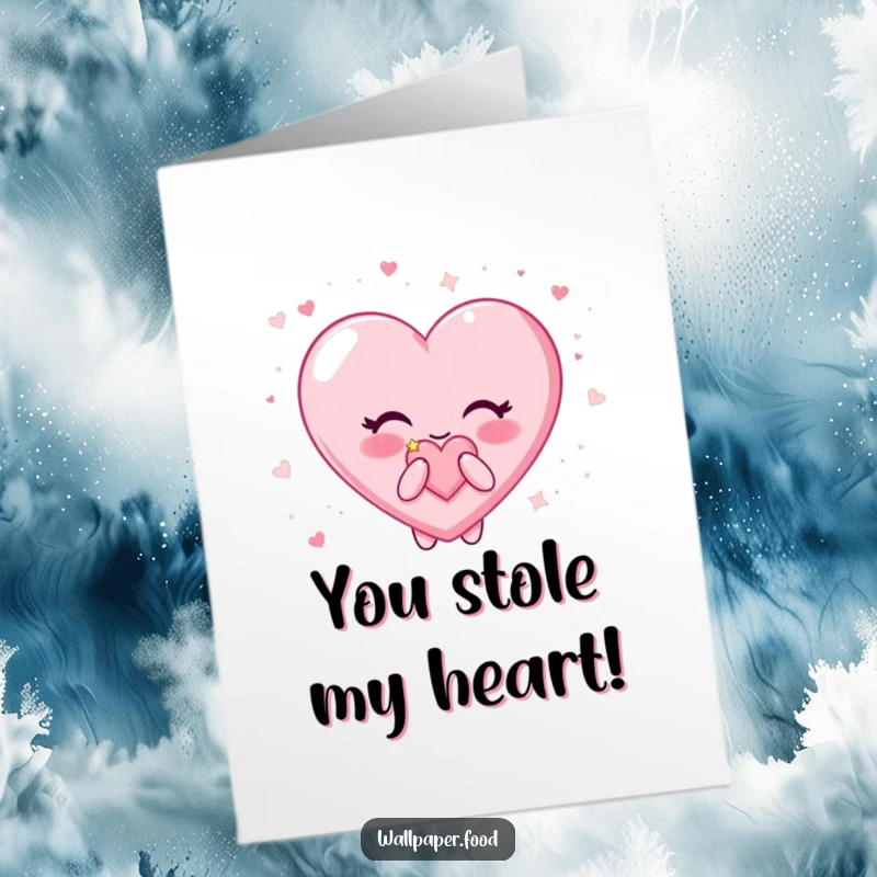 Funny Free Printable Congratulations card featuring a candy heart character blowing a kiss, surrounded by glittering sparkles.