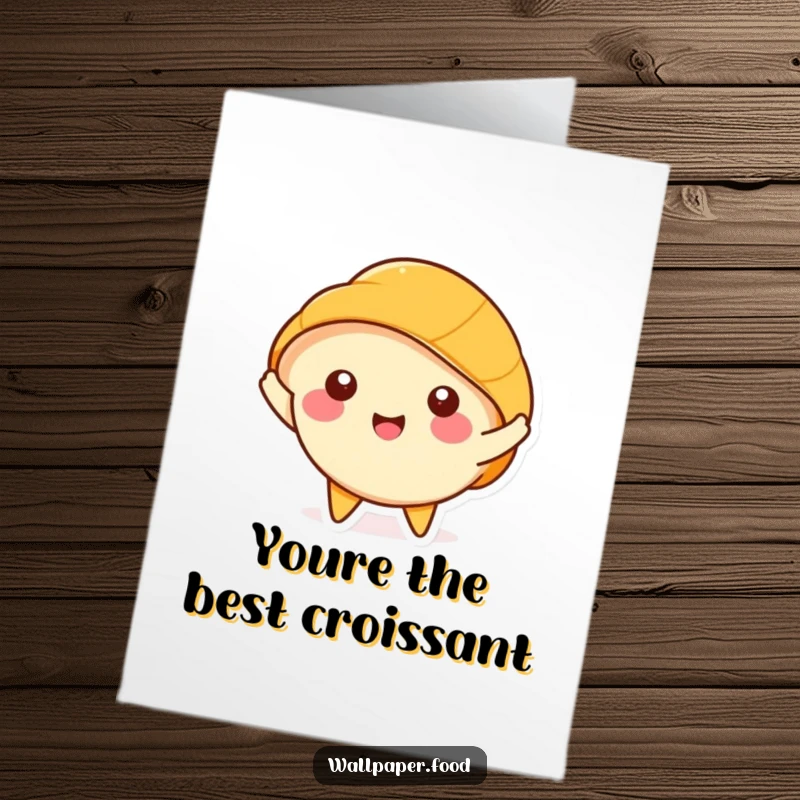 Funny Free Printable Congratulations card depicting a croissant character stretching out its layers with glee.