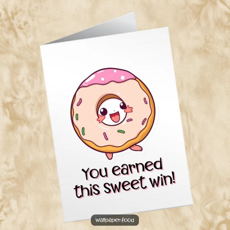 Funny Free Printable Congratulations Card: A doughnut character doing a joyful spin, celebrating your sweet success.