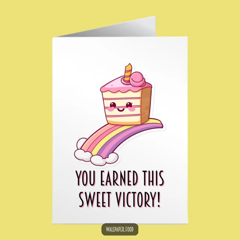 Free Printable Funny Cake Congrats Card - Rainbow Sliding Dessert Digital Download