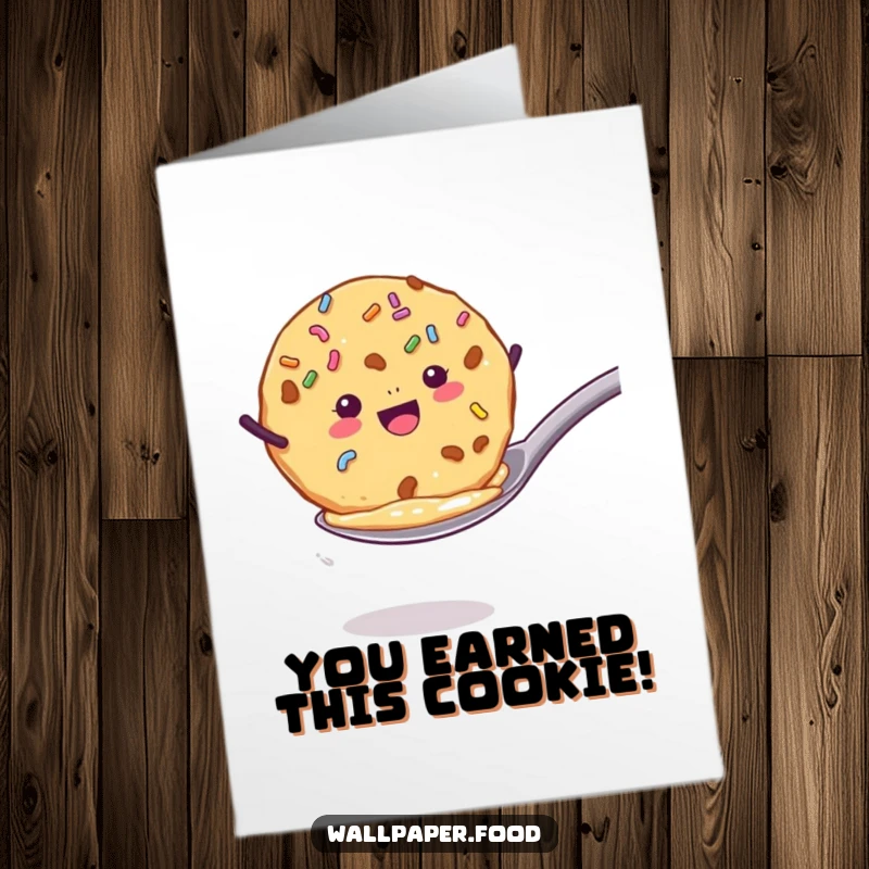 Funny Free Printable Congratulations Card: A cookie with sprinkles enthusiastically jumping out of a spoon in celebration.