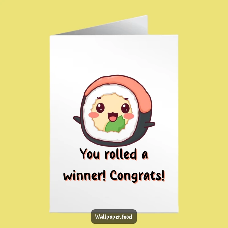 Free Printable Congrats Card: Bouncing Sushi Roll to Celebrate Your Fantastic Achievement