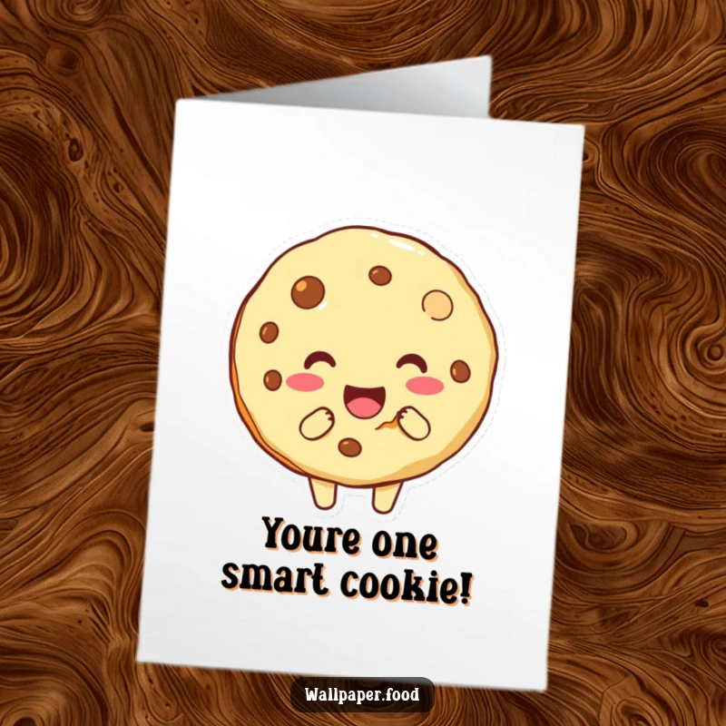 Funny Free Printable Congratulations Card showing a playful cookie character with a bite missing, celebrating success with glee.