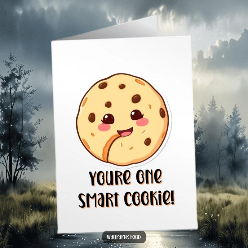 Funny Free Printable Congratulations Card: A happy cookie character shows off a cheeky grin from a missing bite segment.