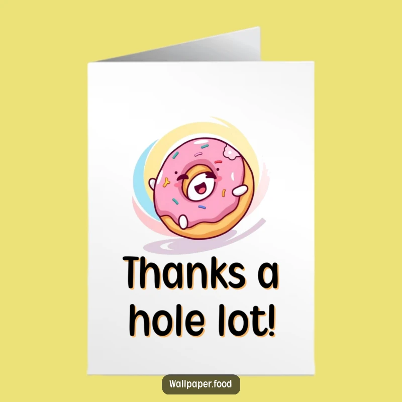 Free Printable Funny Donut Thank You Card: Rolling Delight Design for a Grateful Downloadable Gift