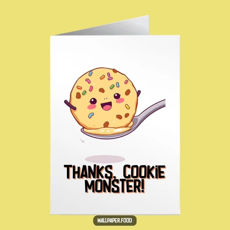 Free Printable Thank You Card: Jumping Cookie to Show Gratitude with Excitement