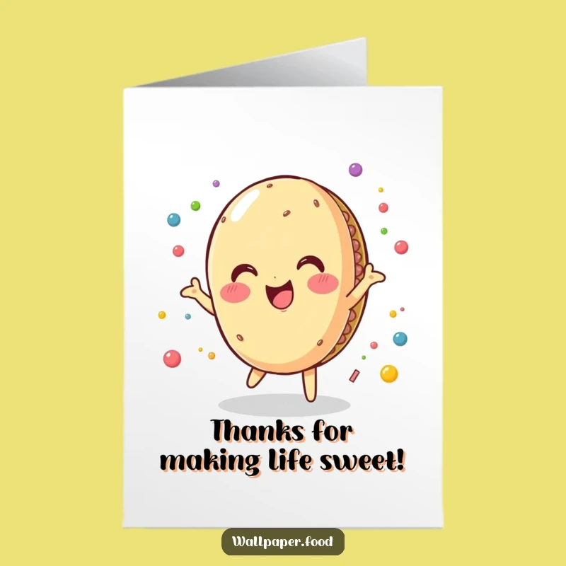 Free Printable Thank You Card: Macaroon Spin Funny Downloadable for Colorful Gratitude