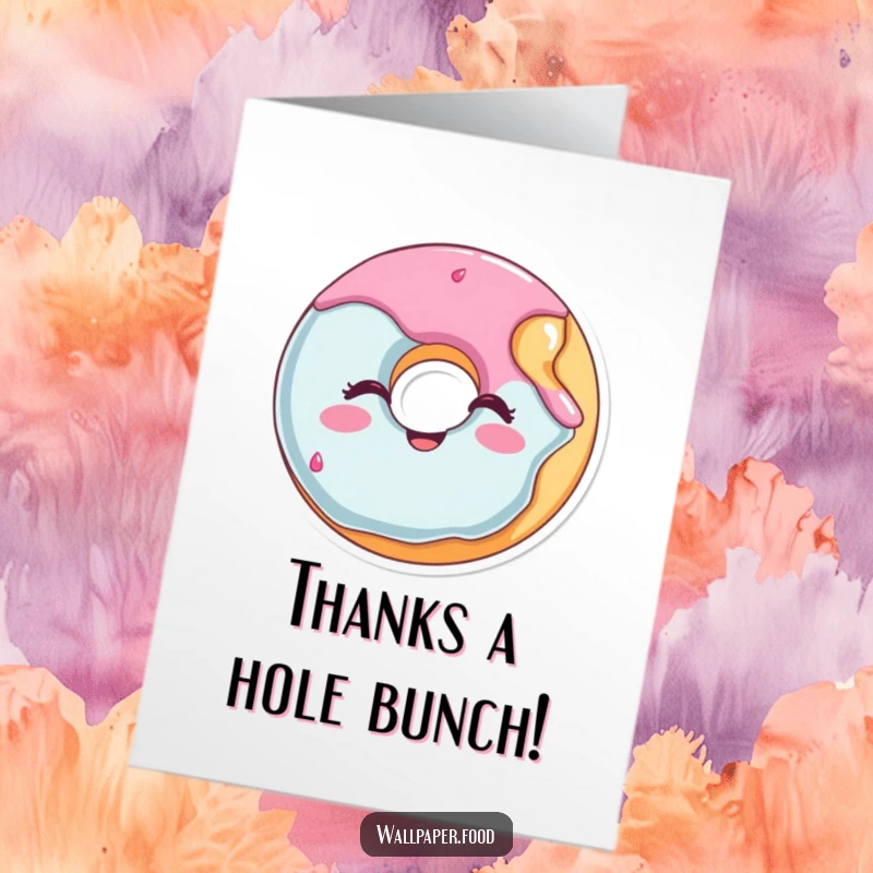 Funny Free Printable Thank You Card: A winking donut with a missing bite, giving a sweet and amusing thank you message.
