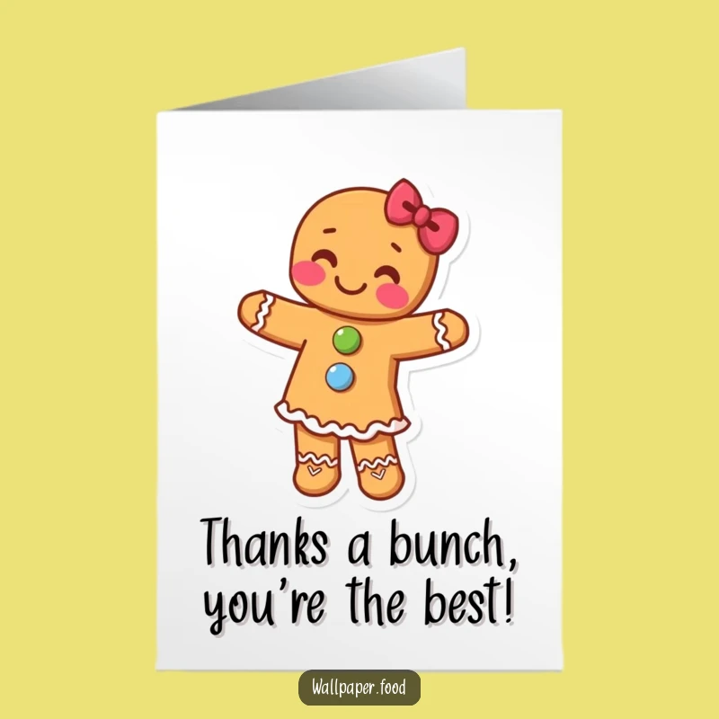 Free Printable Thank You Gingerbread Card - Dancing Sweetness Downloadable Gift