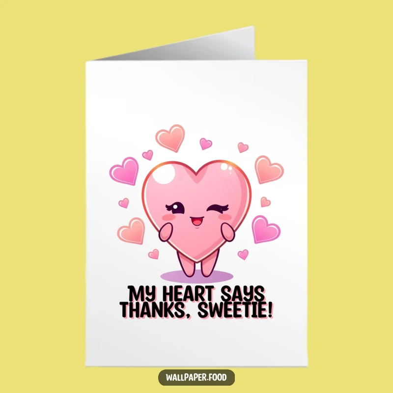Free Printable Thank You Card: Winking Candy Heart - Funny Downloadable Thanks!