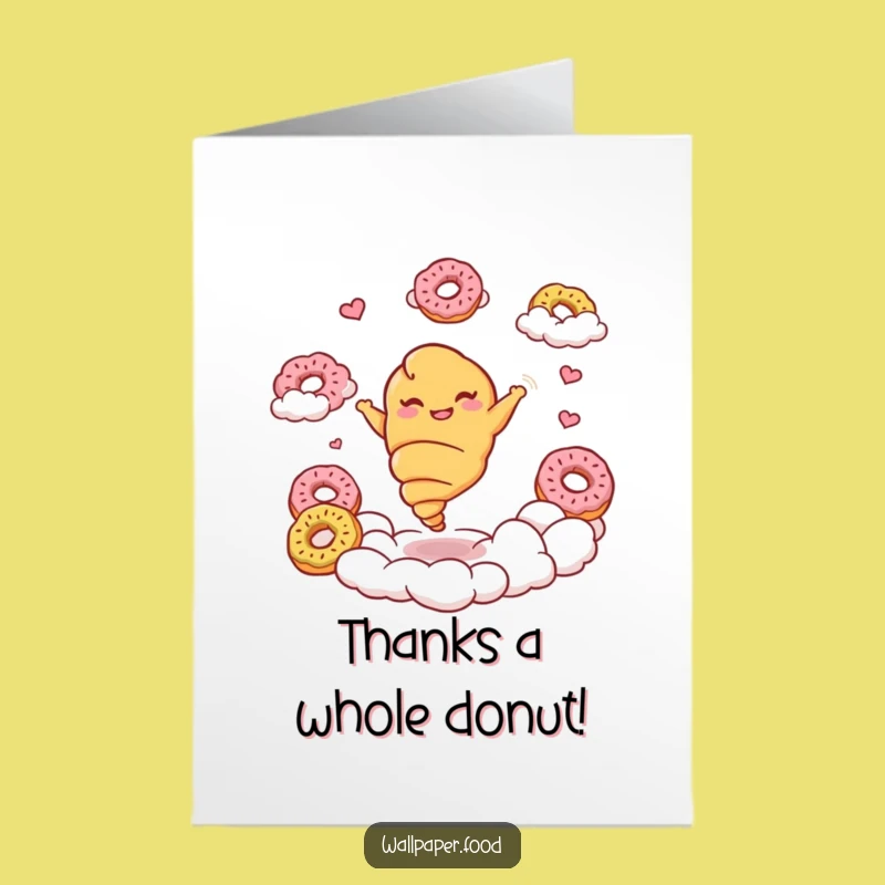 Free Printable Funny Croissant Thank You Card: Twirling Past Donuts for a Grateful Downloadable Gift