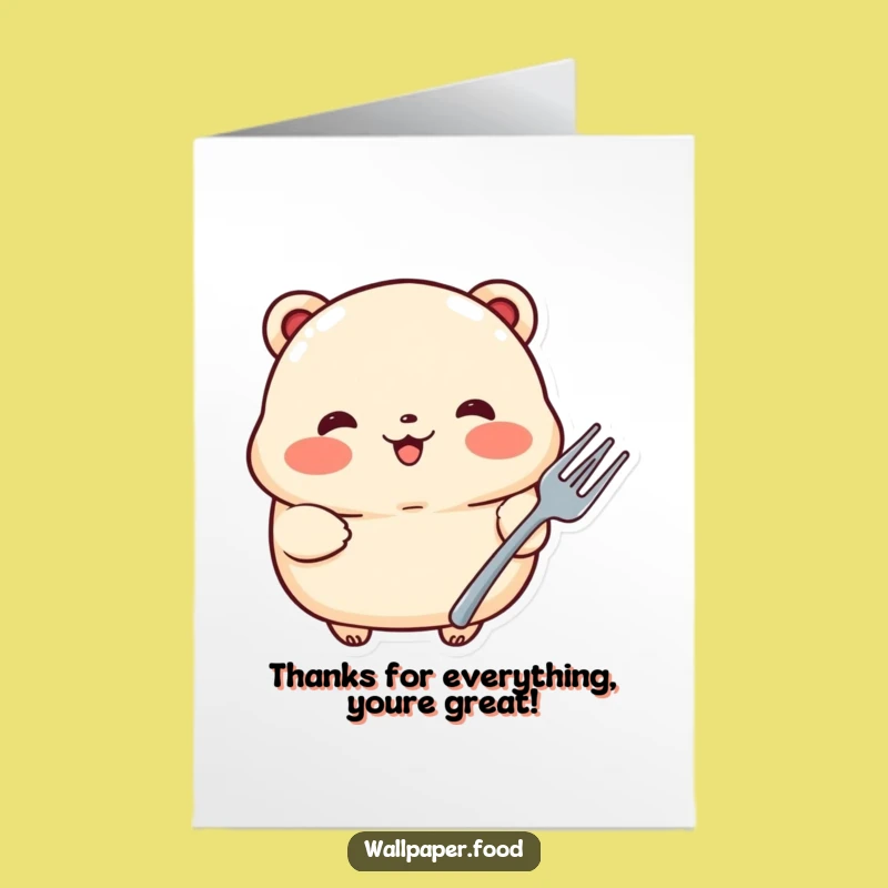Free Printable Thank You Card: Proud Dumpling Fork, Sweet Funny Downloadable Gift