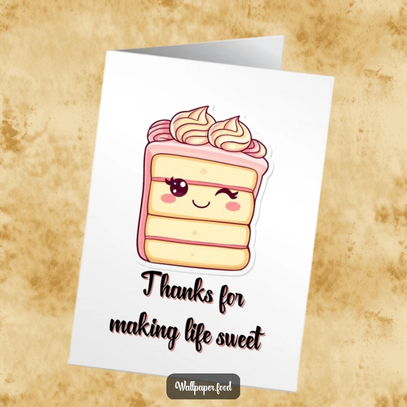 Funny Free Printable Thank You Card featuring a happy cake design with elegant frosting expressing gratitude.
