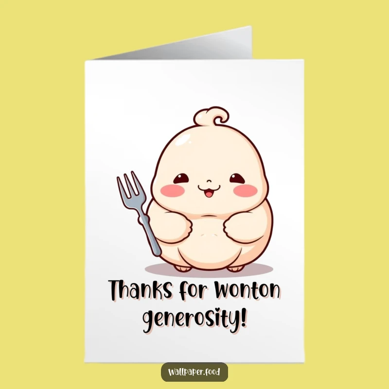 Free Printable Thank You Card: Dumpling Fork Gesture Funny Downloadable Gift