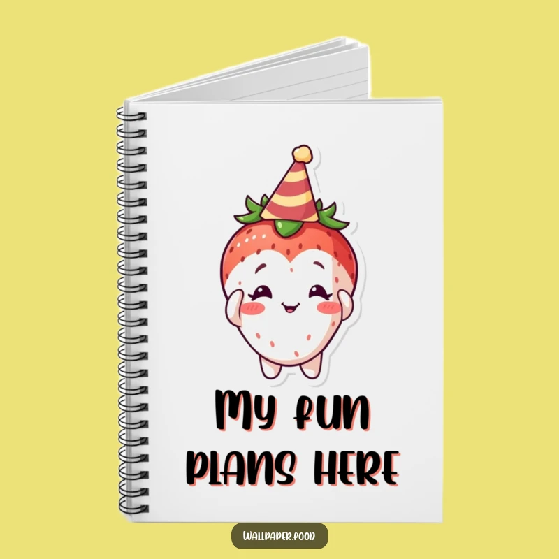 Funny Curious Strawberry Party Hat Notebook, Jot Down Party Plans with Flair