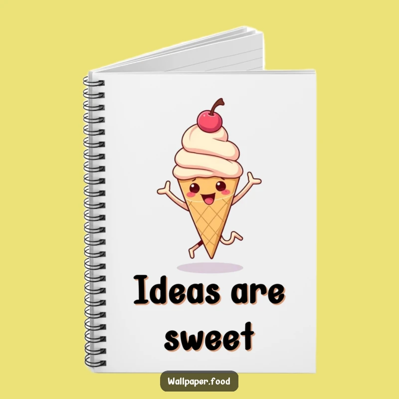 Funny Hopping Ice Cream Notebook - Jot Down Sweet Ideas with Bouncing Cherry