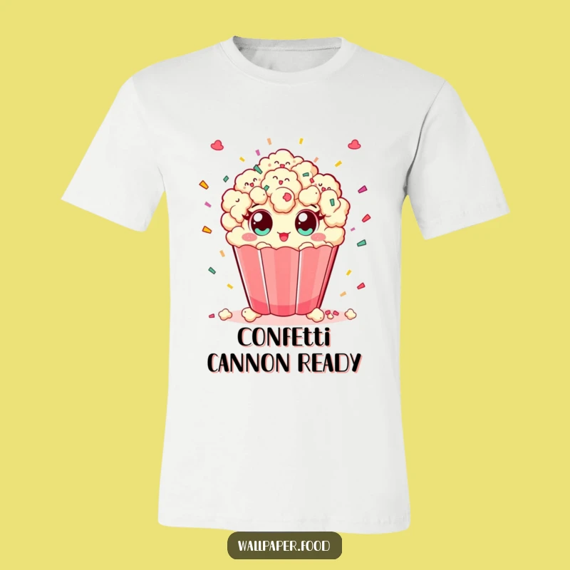 Funny Popcorn Confetti Party T-Shirt: Wear your celebration wherever you go.