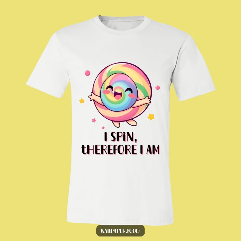 Funny Candy Character T-Shirt - Joyful Spinning Design, Perfect Colorful Gift