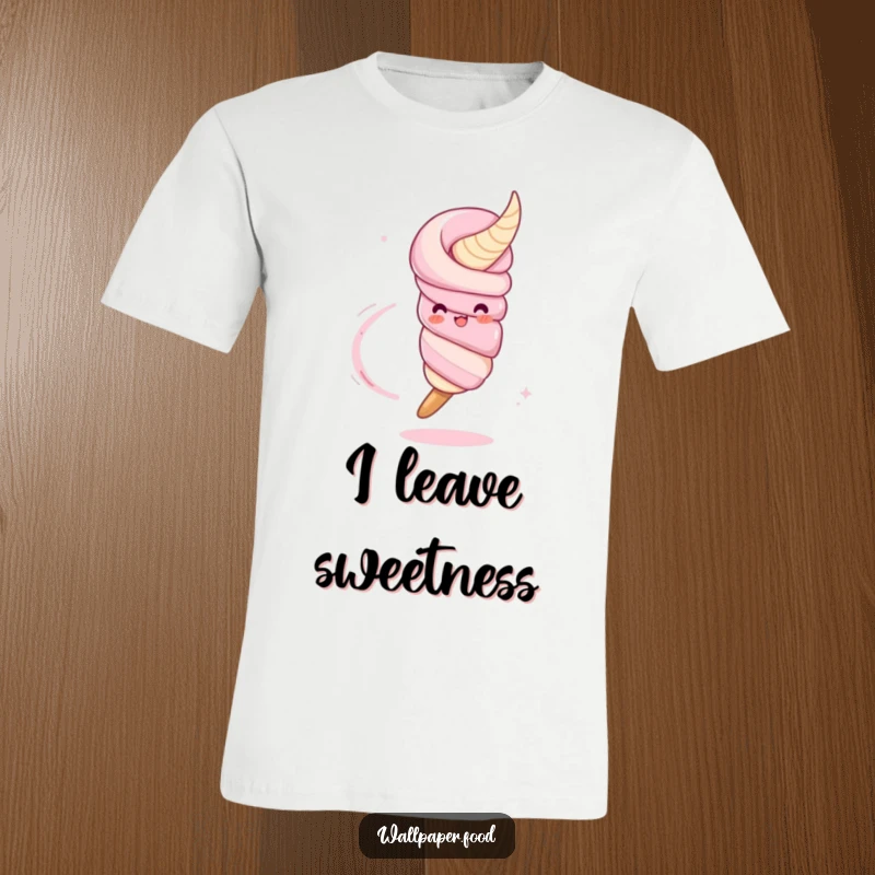 Funny t-shirt depicting a lively churro character mid-twirl, leaving a trail of sugar, exuding playful energy and sweet charm.