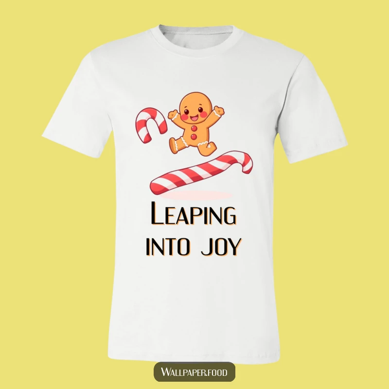Funny Joyful Gingerbread Man Candy Cane T-Shirt: Wear the Holidays