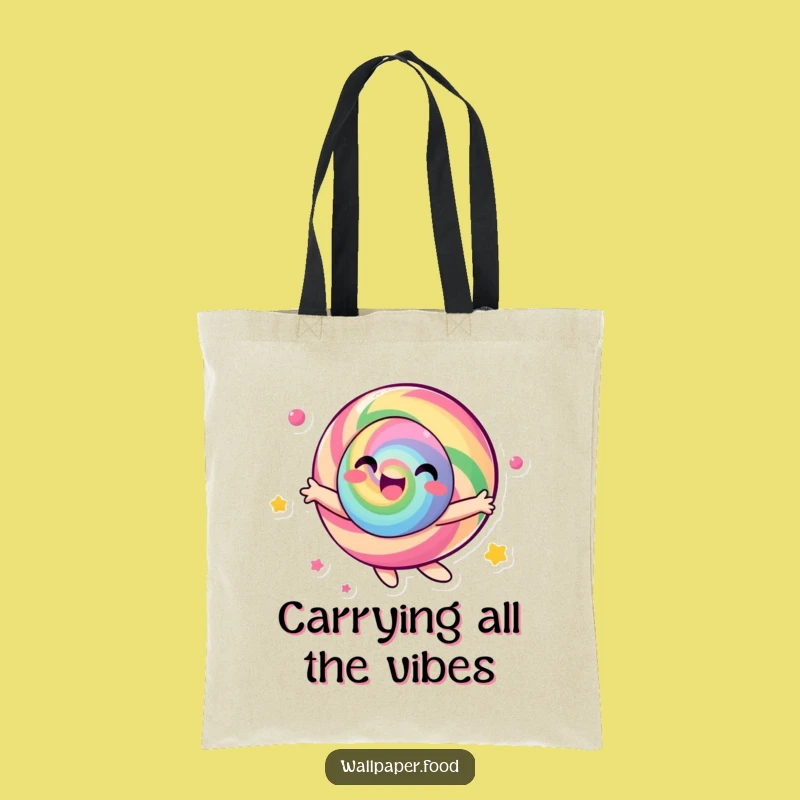 Funny Candy Character Tote Bag - Joyful & Colorful Spin, Perfect Gift